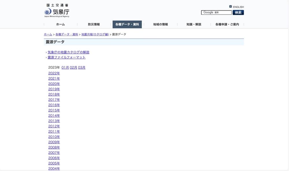 image of Japan Meteorological Agency Hypocenters