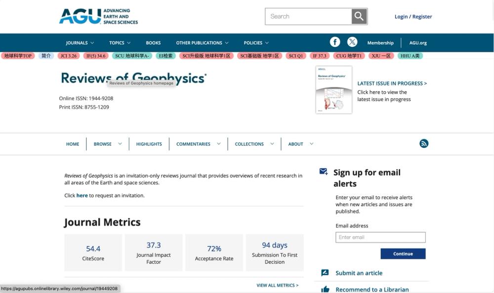image of Reviews of Geophysics