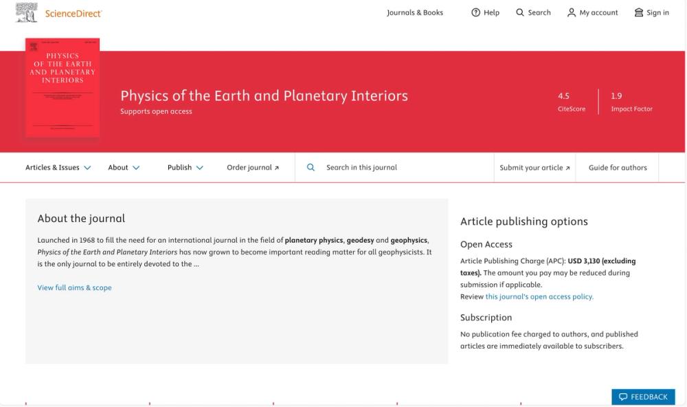 image of Physics of the Earth and Planetary Interiors