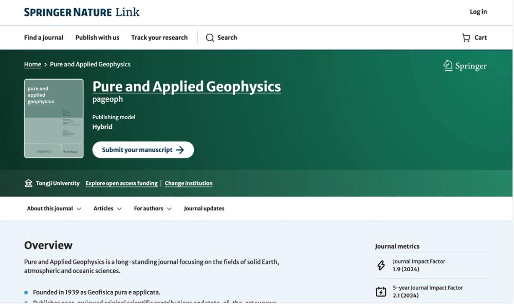 image of Pure and Applied Geophysics