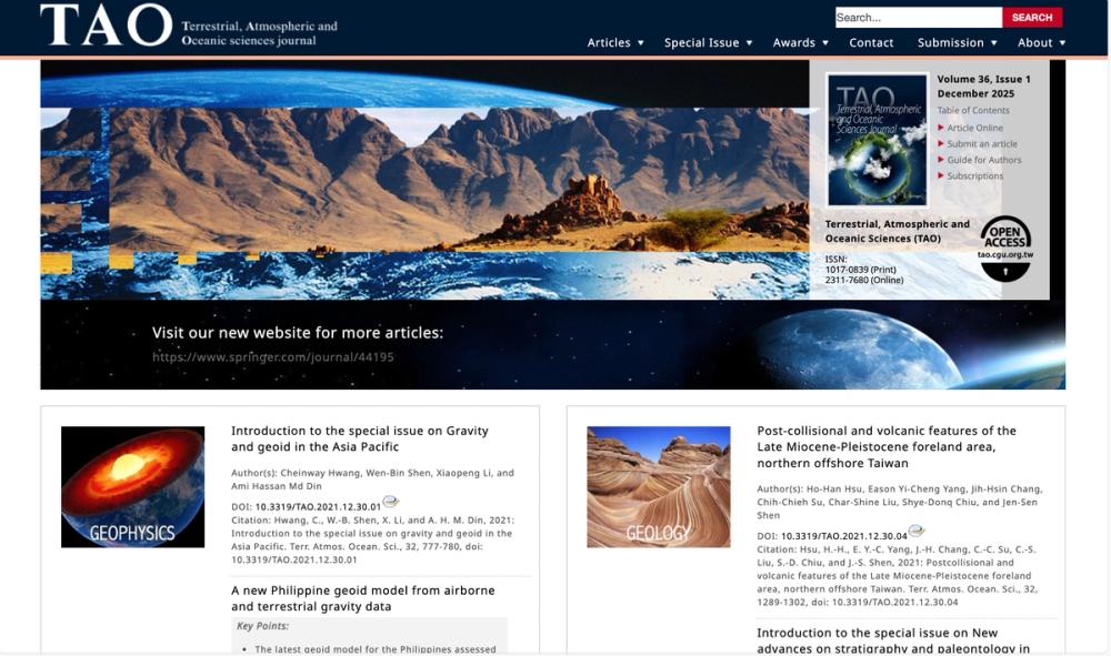 image of Terrestrial,Atmospheric and Oceanic Sciences