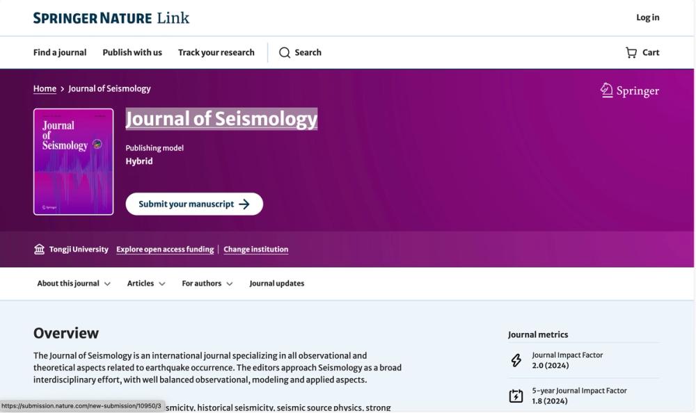 image of Journal of Seismology