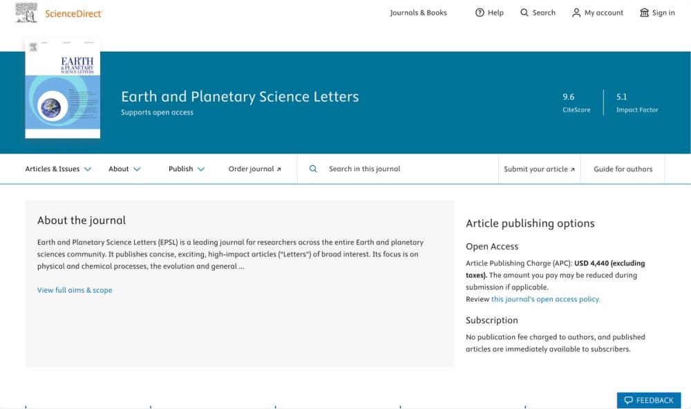 image of Earth and Planetary Science Letters