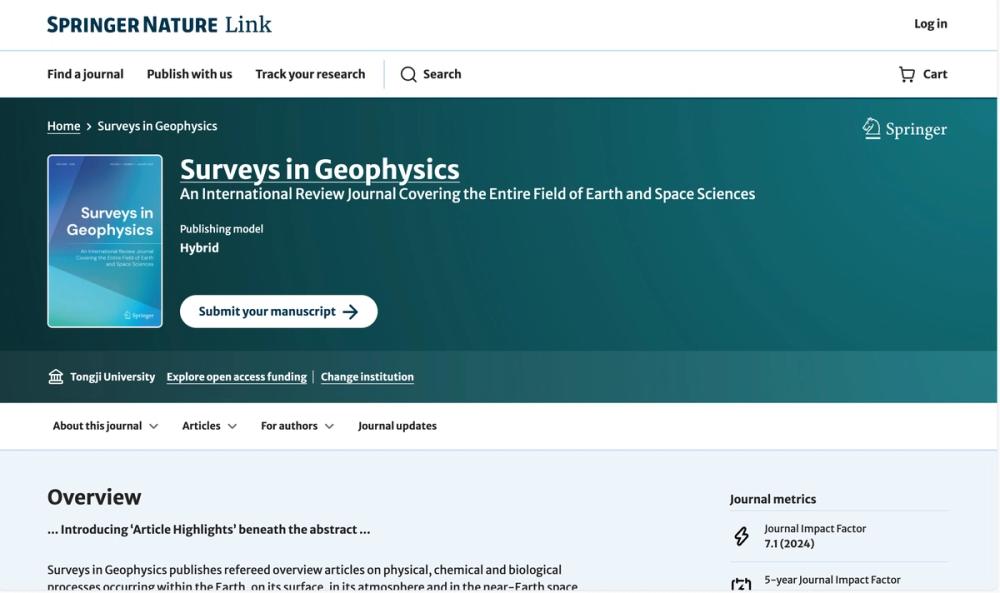 image of Surveys in Geophysics
