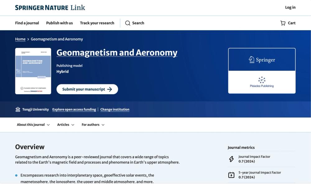 image of Geomagnetism and Aeronomy