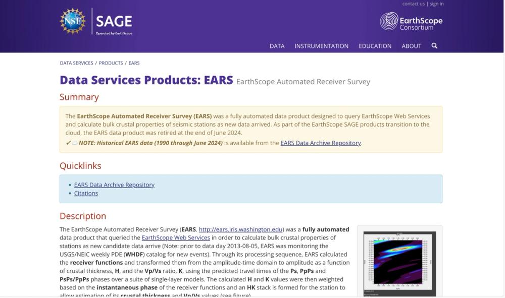 image of EarthScope Automated Receiver Survey (EARS)