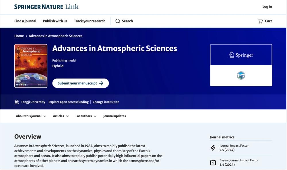 image of  Advances in Atmospheric Sciences