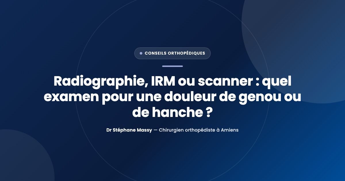 Illustration comparant une radiographie, une échographie, une IRM et un scanner du membre inférieur