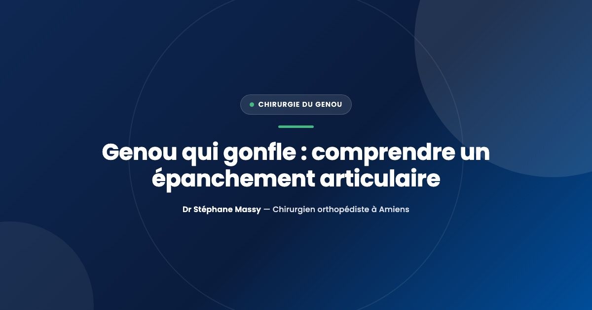 Schéma en coupe d'un genou montrant la membrane synoviale et l'accumulation de liquide à l'intérieur de l'articulation