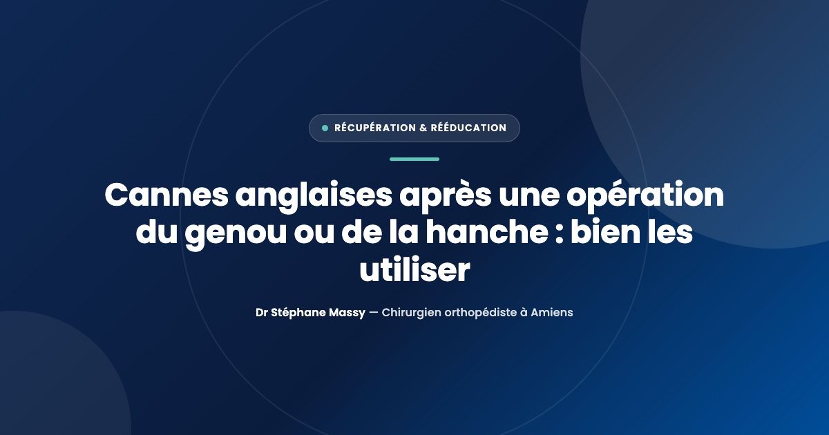 Illustration d'une personne marchant avec deux cannes anglaises après une intervention du genou ou de la hanche