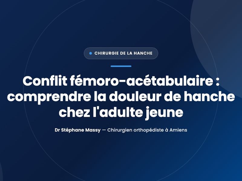 Illustration d'une hanche montrant le contact entre le col du fémur et le rebord du cotyle