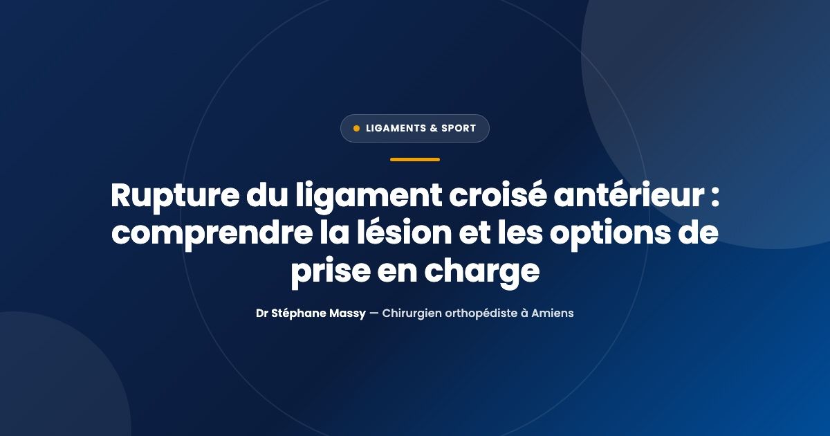 Schéma du genou montrant la position du ligament croisé antérieur au centre de l'articulation