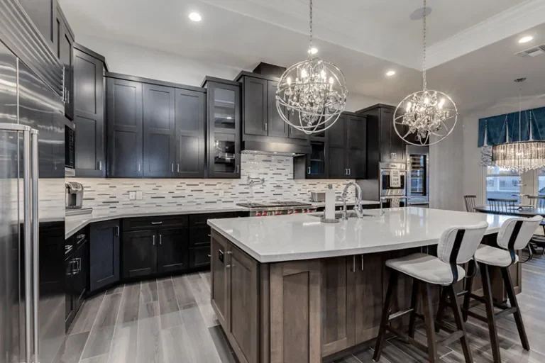 Better Than New Kitchens cabinet refacing project in Scottsdale, AZ | Smokey ash gray island and dark espresso shaker door cabinets