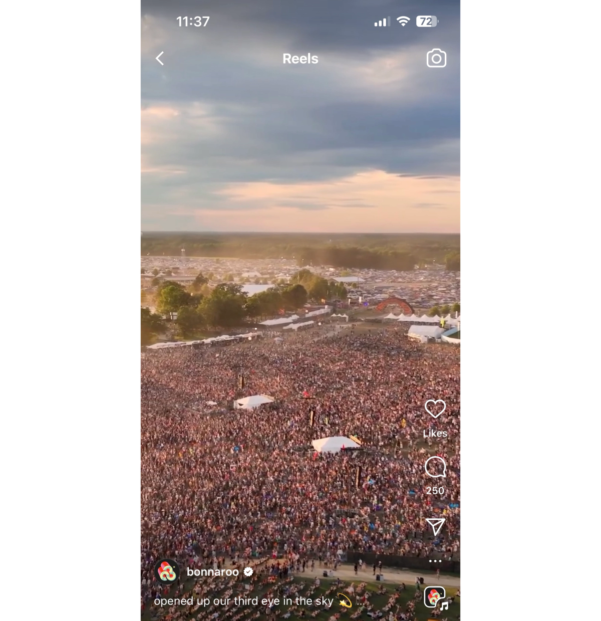 Social media screenshot of a crowd at a music festival