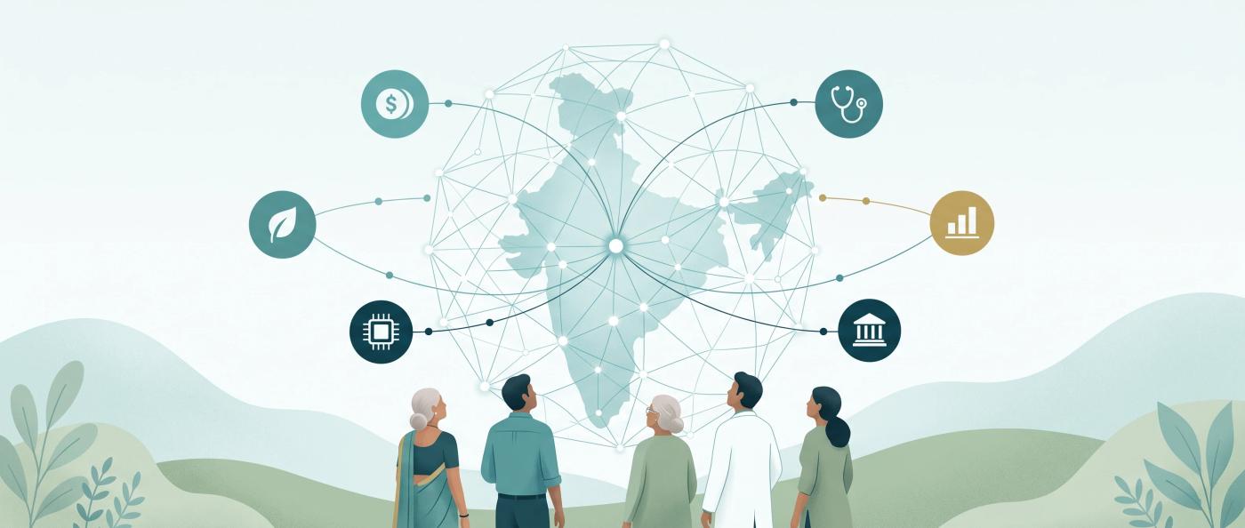 A network of experts across India joined by connecting lines.