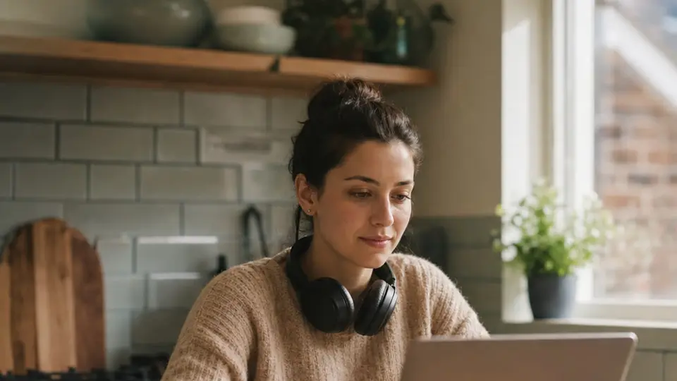 An adult learner working through maths practice at home