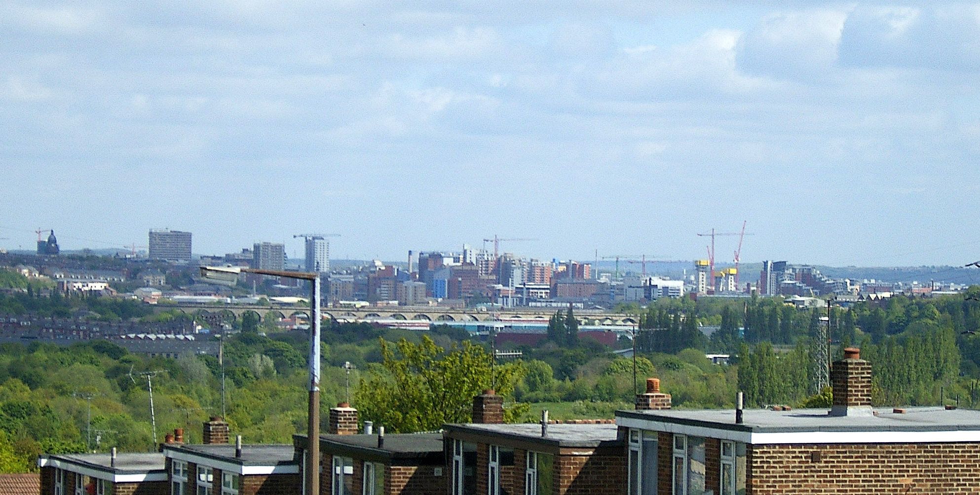 Central Leeds skyline seen from Bramley