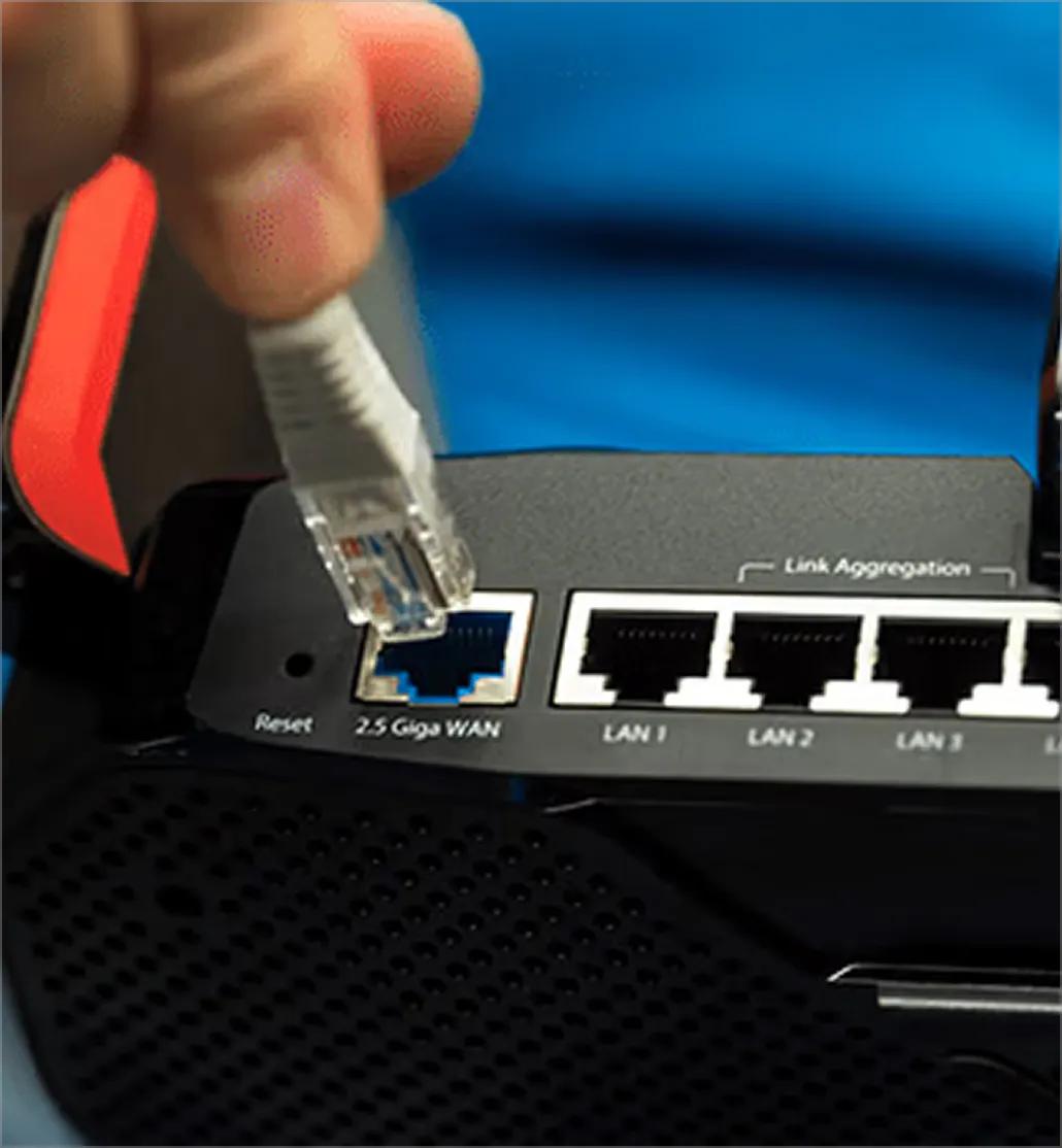 Ethernet going into the back of a router