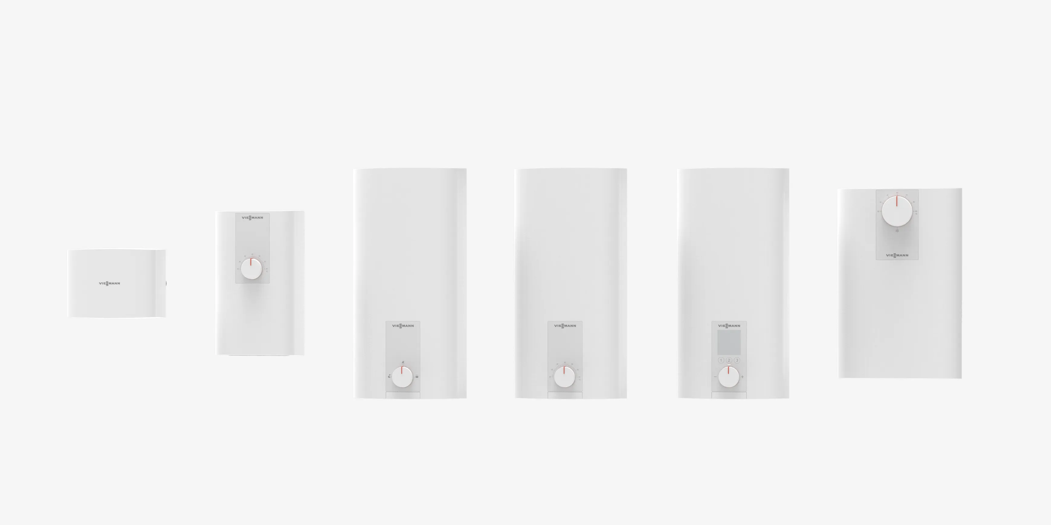 The Viessmann Vitotherm product family in front of a grey background