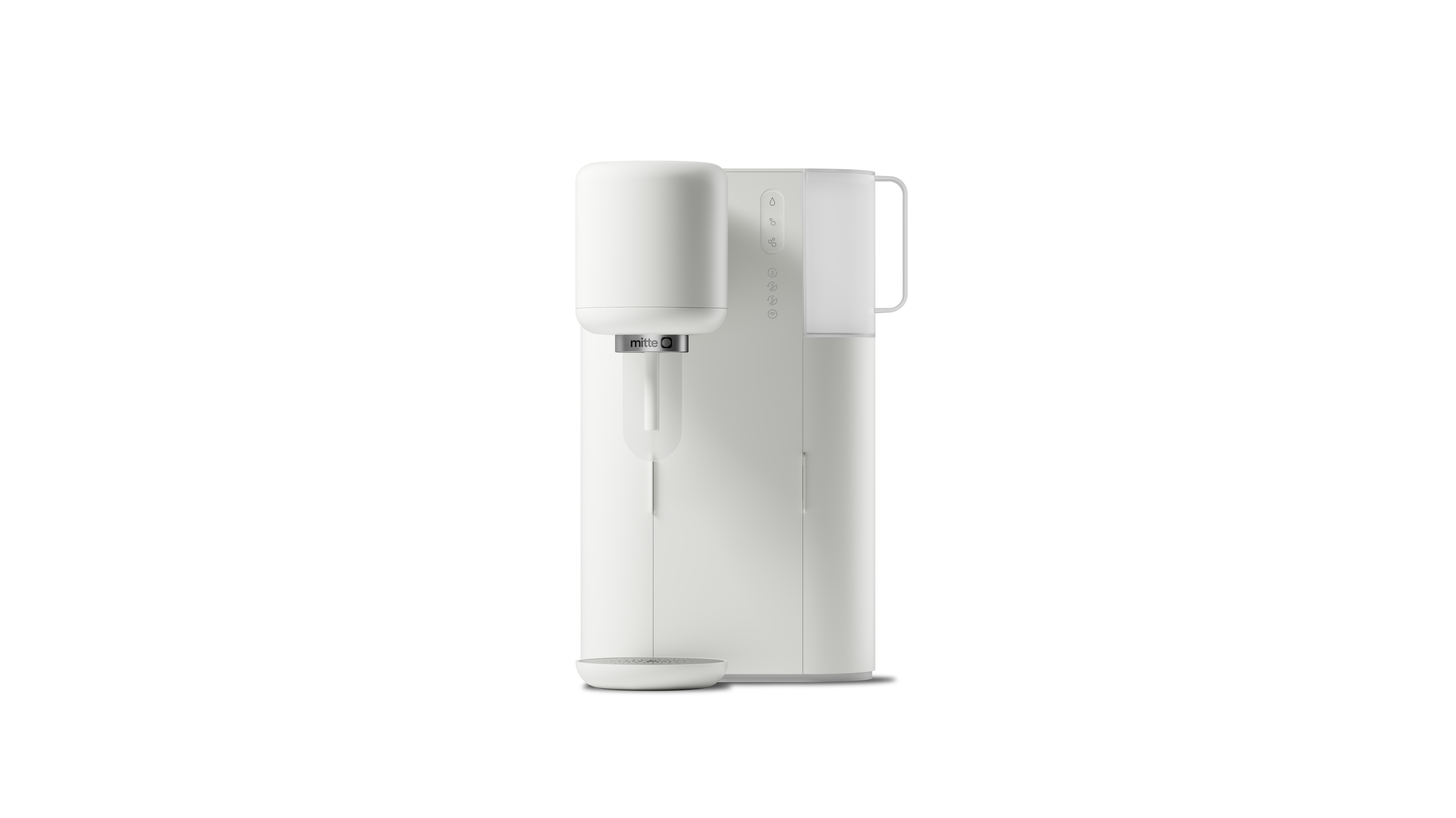The Mitte water purifier in front of a transparent background