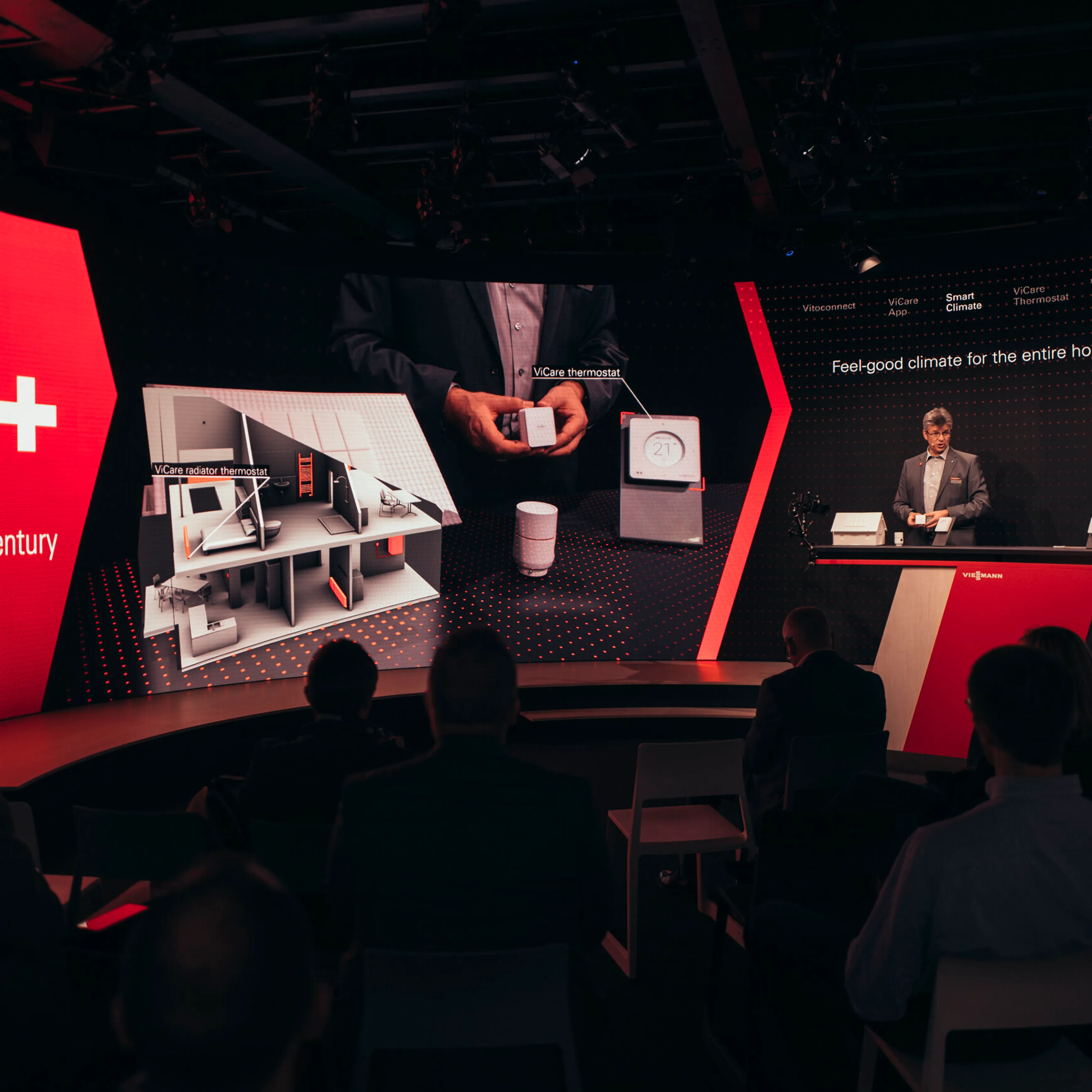 The Viessmann ViCare smart heating portfolio introduced on a stage at the IFA fair