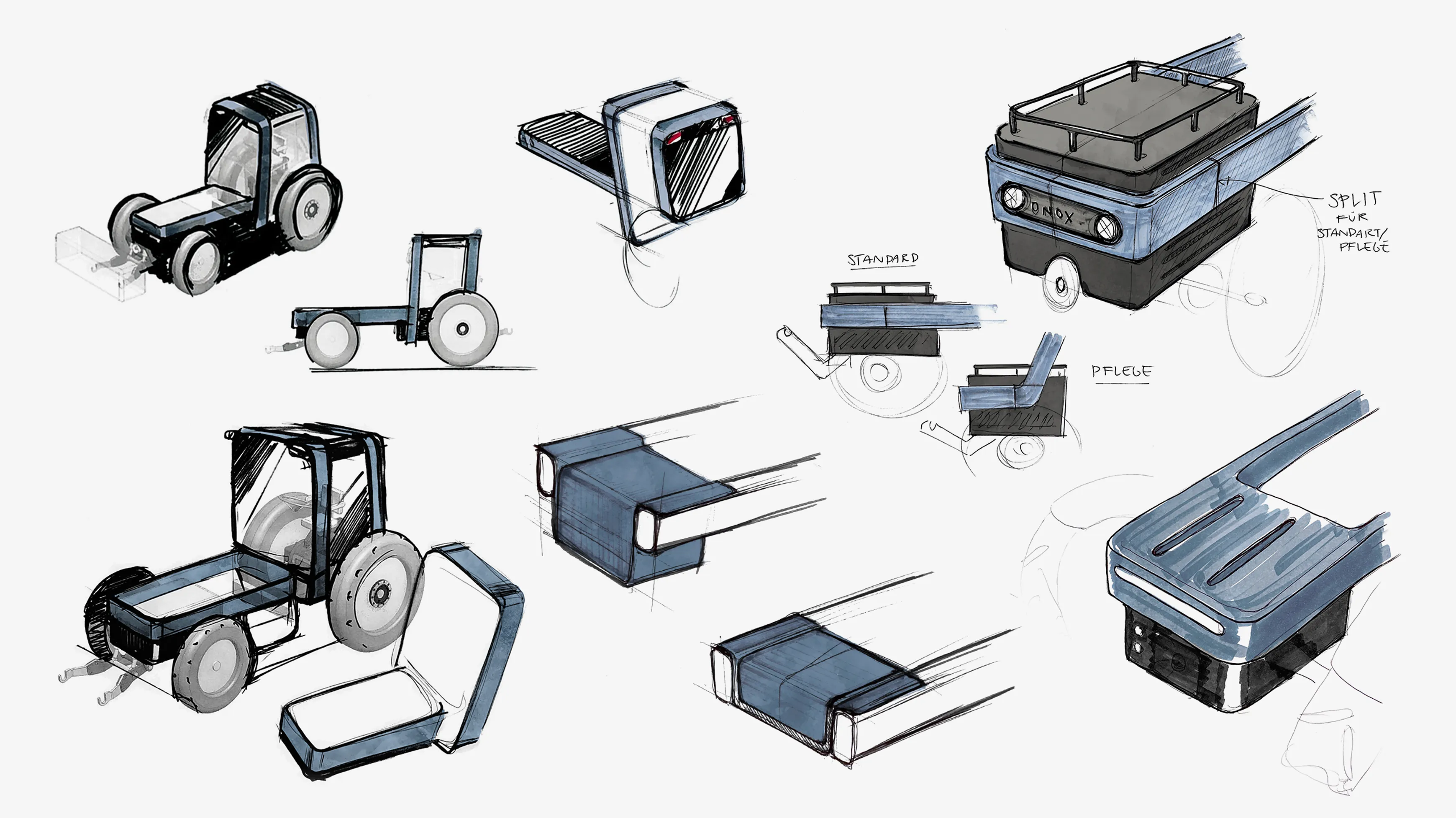 Onox tractor sketches from different angles and details