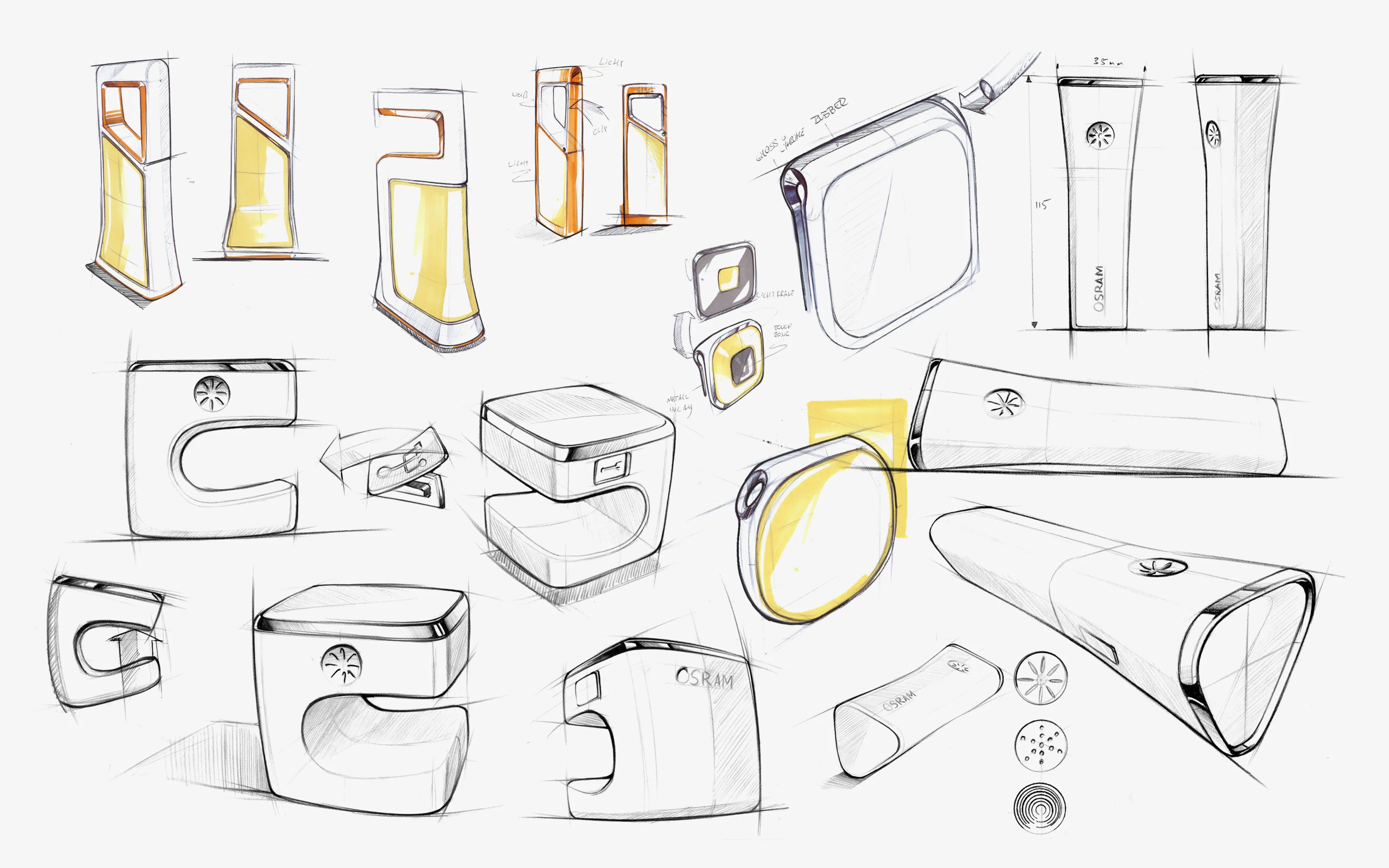 Sketches of multiple Osram LED lamps