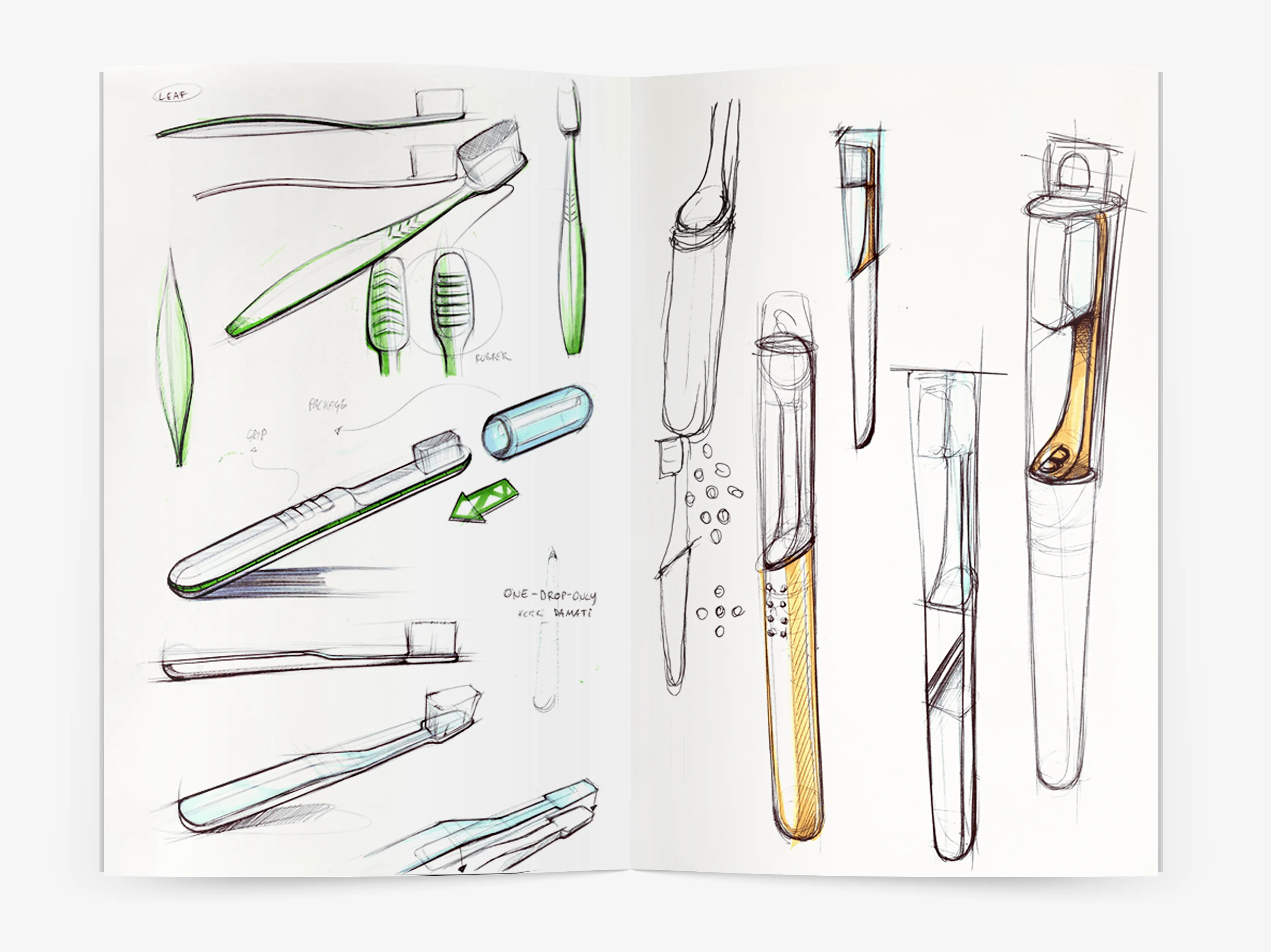 Sketches of the TIO toothbrush