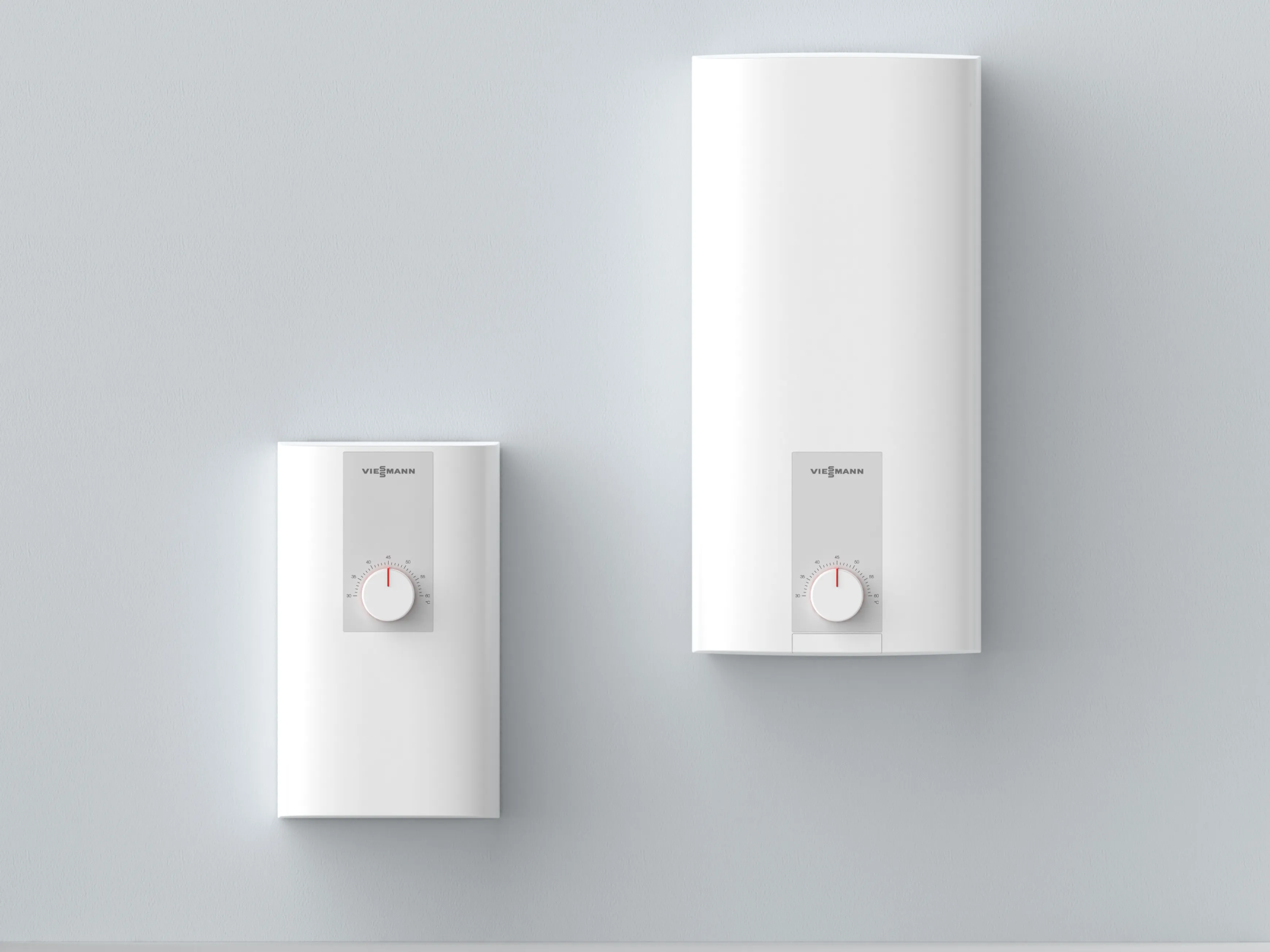Two different Viessmann Vitotherm models mounted on a wall