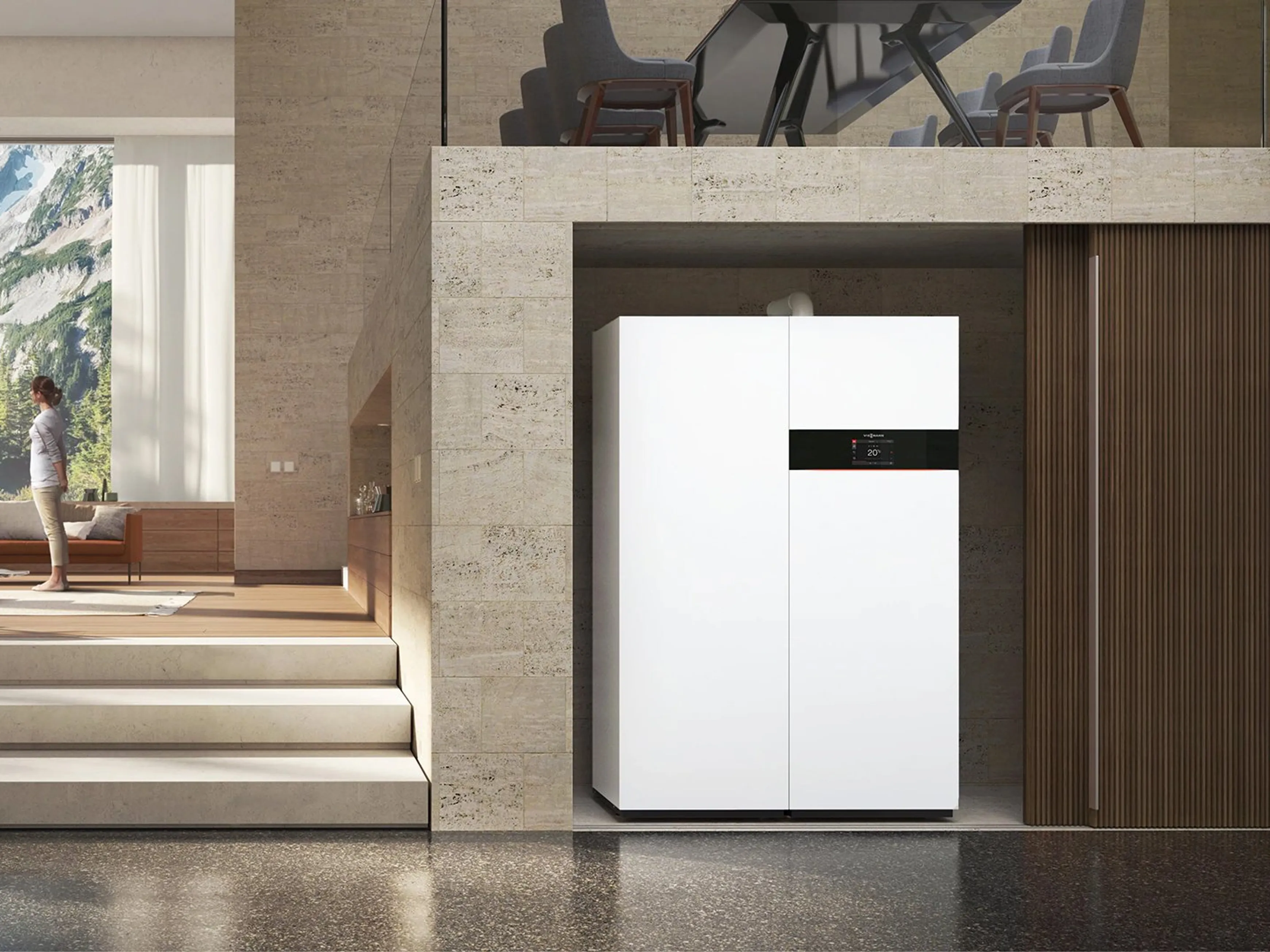 Viessmann Vitodens standing in a niche of a living room
