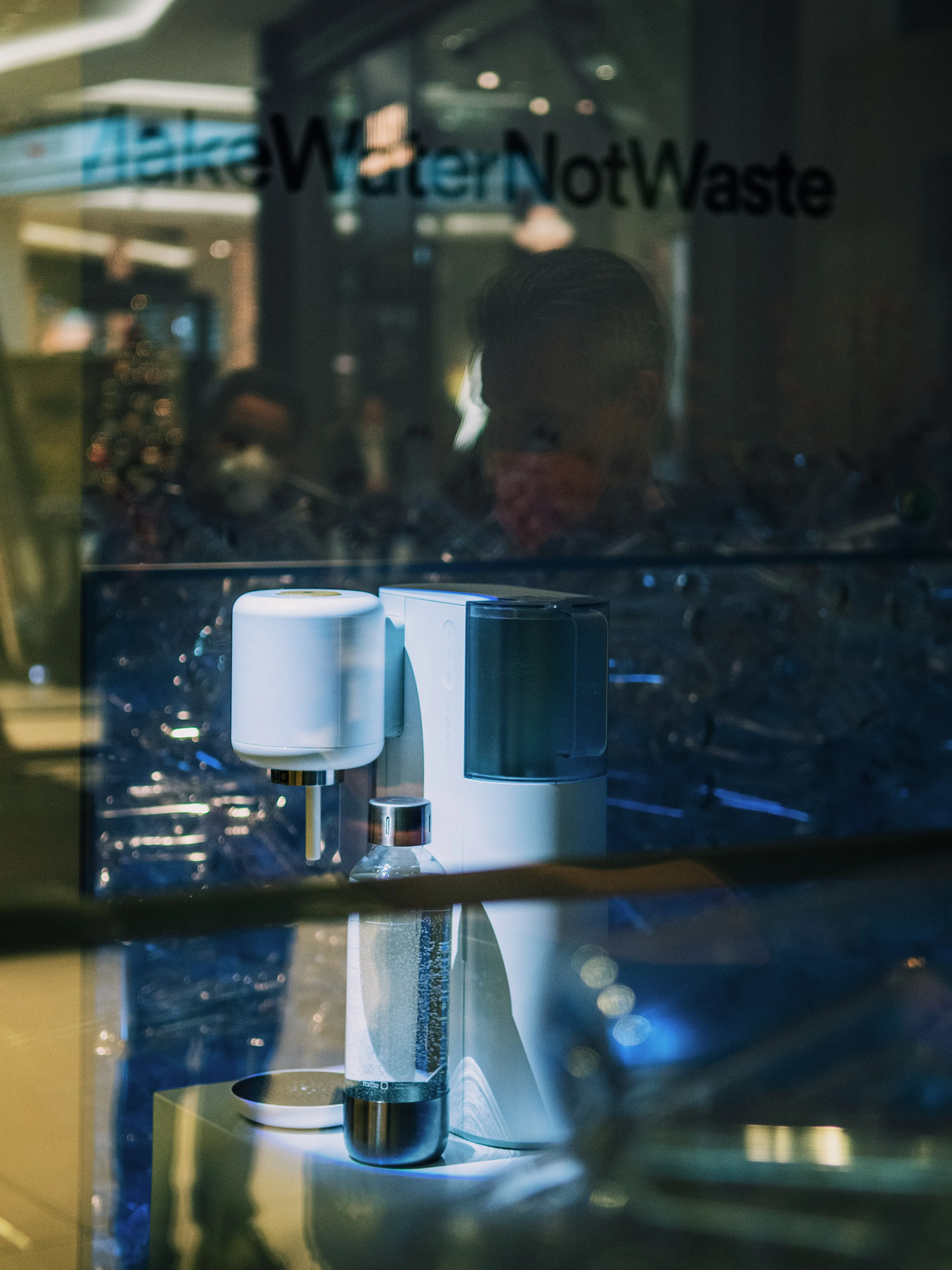 The Mitte water purifier on display in a mall