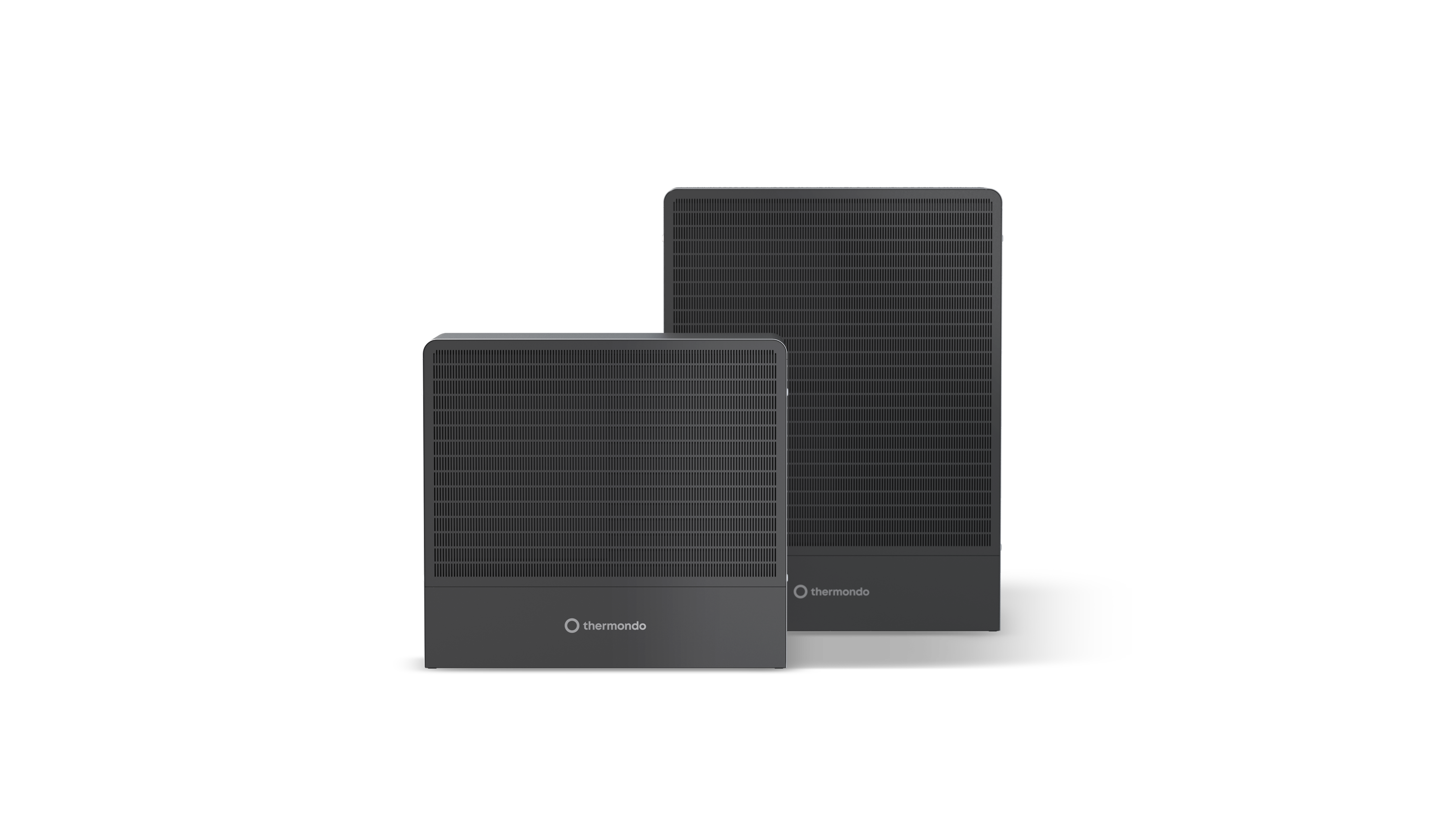 Thermondo heatpump covers in front of a transparent background