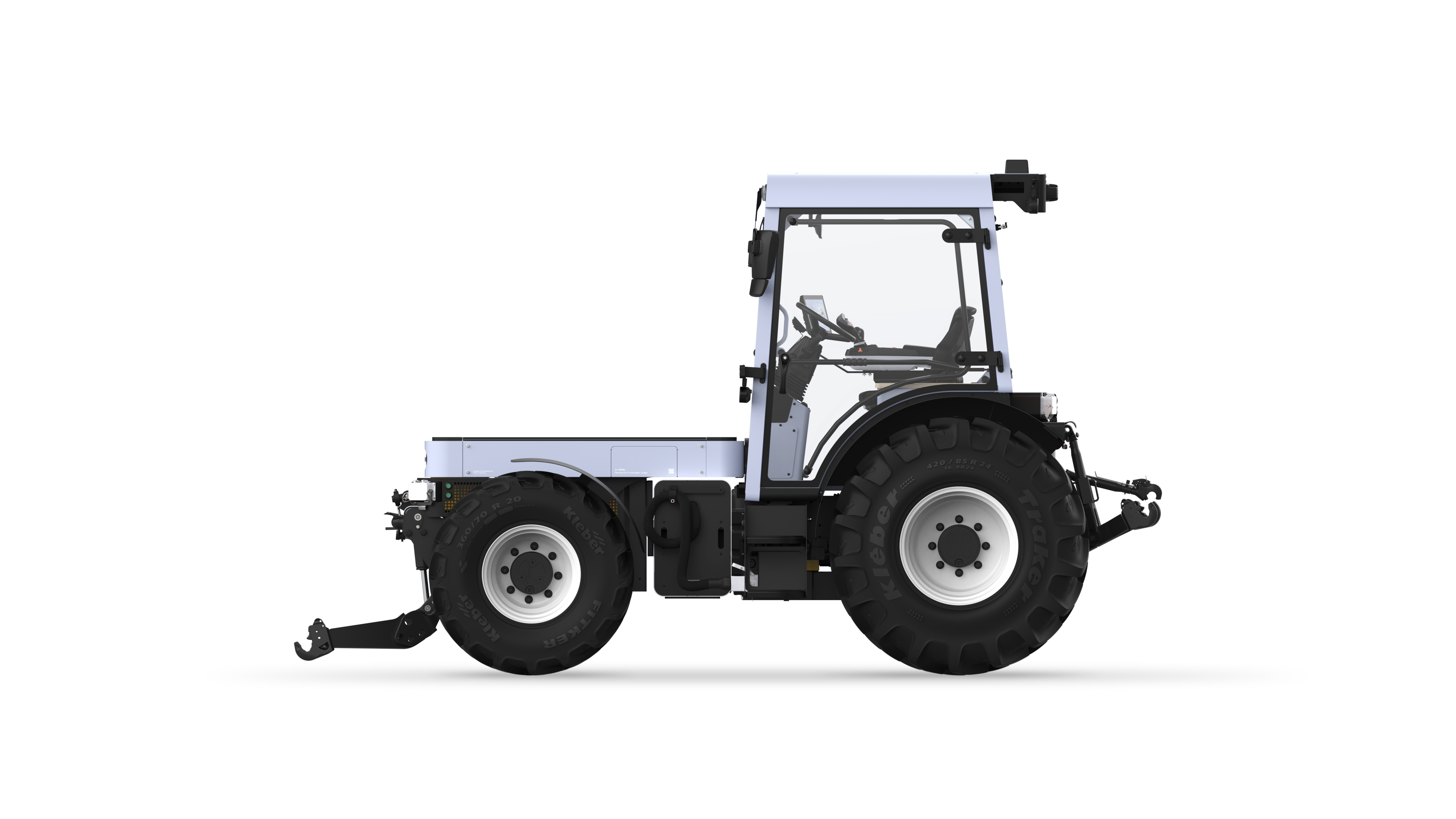 The Onox electric tractor displayed from the side