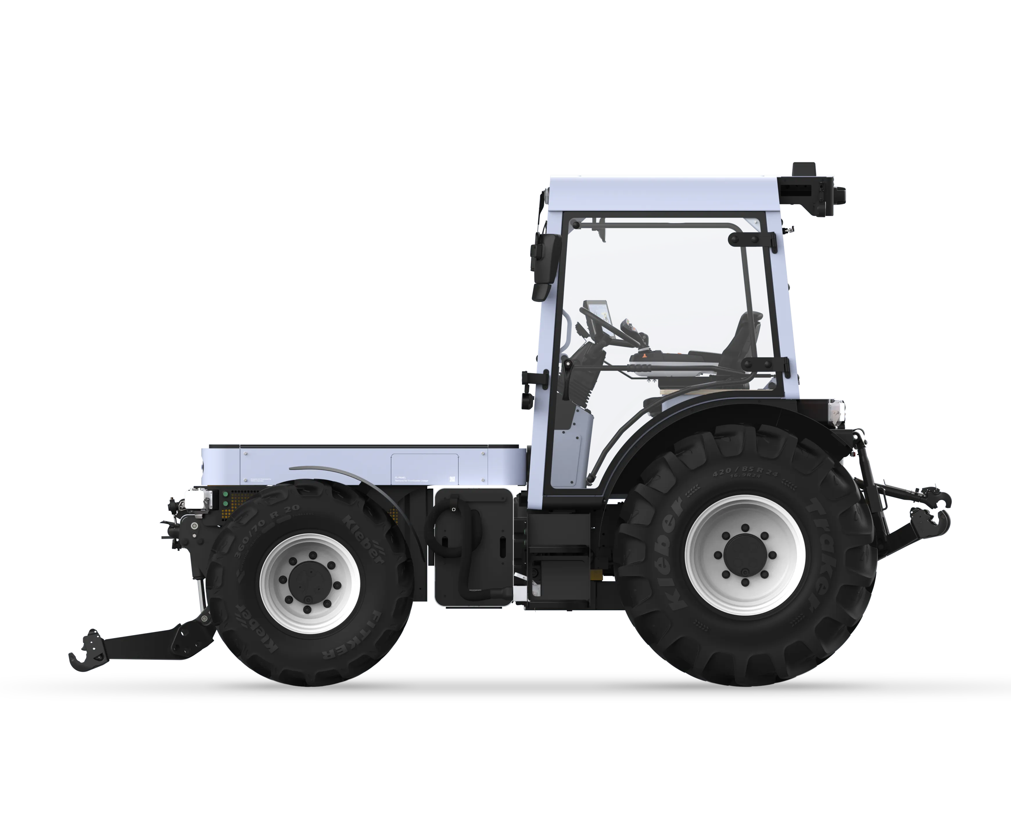 The Onox electric tractor displayed from the side