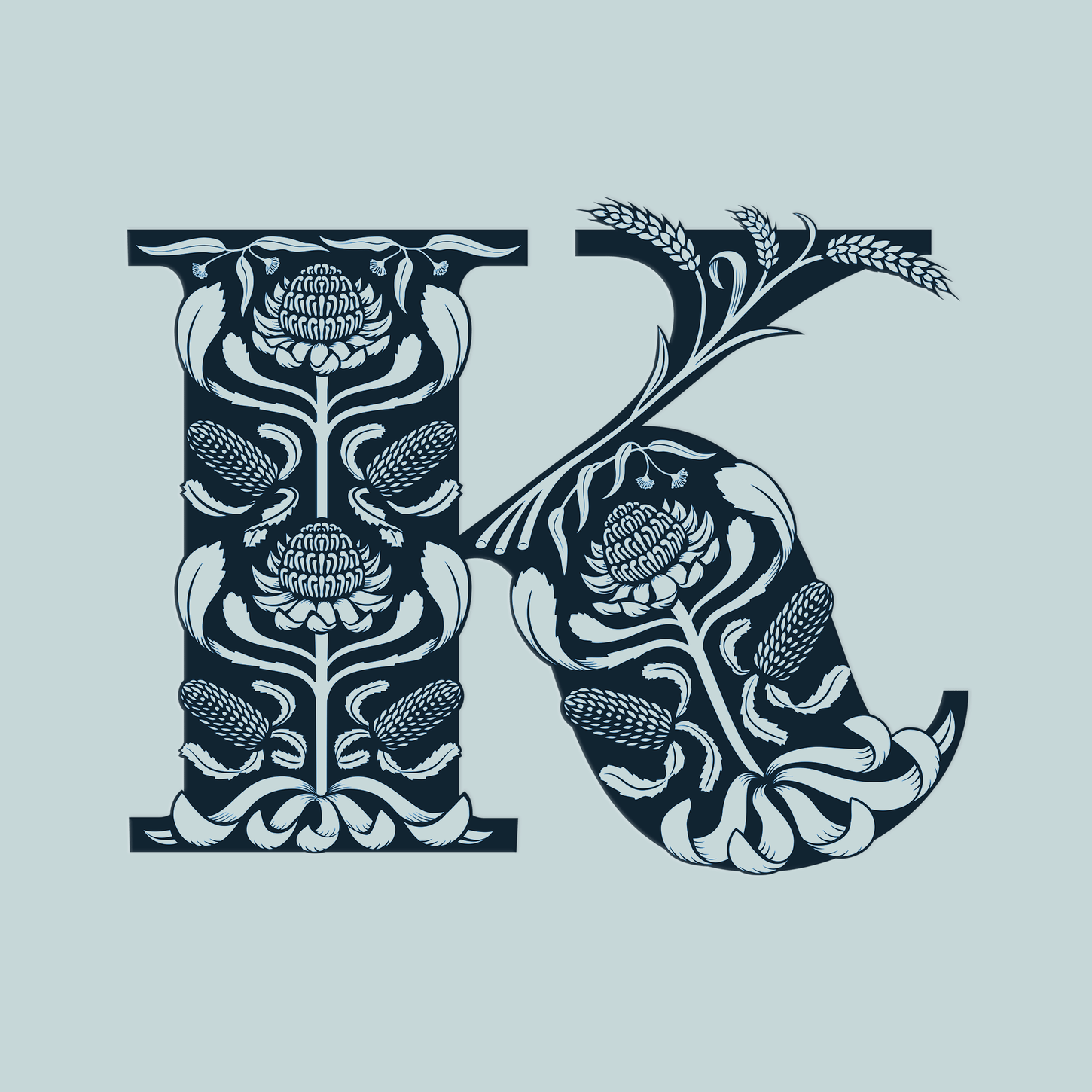 Kelmscott Final Monogram Design – Jamie Clarke Type