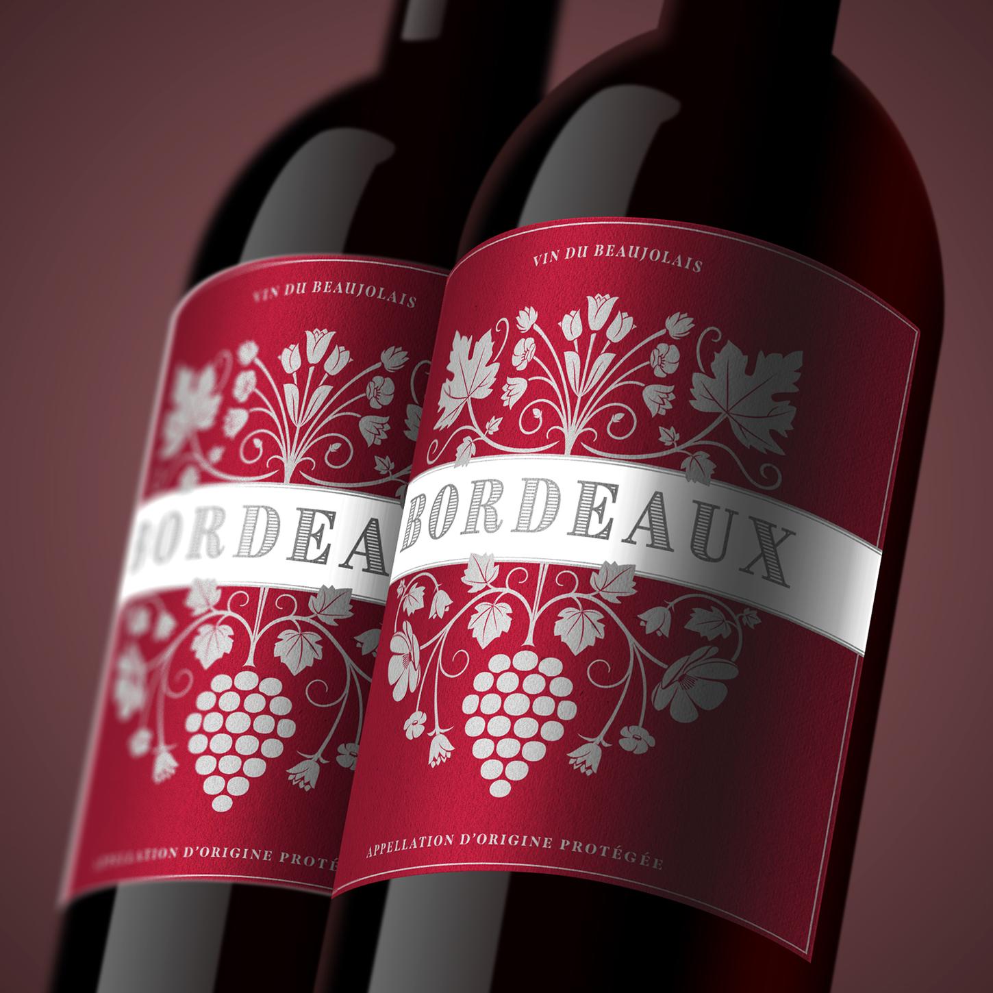 Bordeaux wine label, featuring Brim Narrow – Jamie Clarke Type