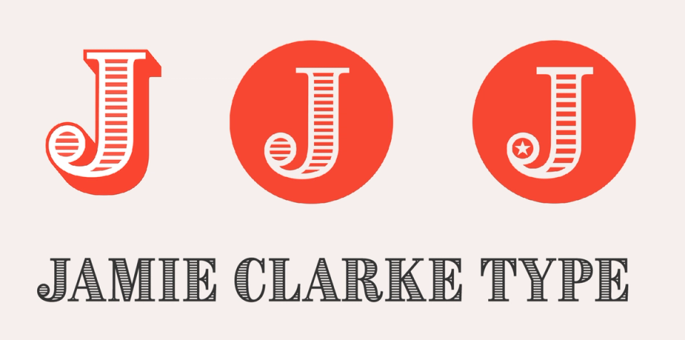 A few old Jamie Clarke Type brand logos showing some visual progression