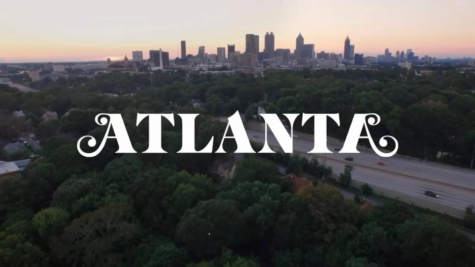 Atlanta title in elegant Cabernet lettering, featuring mirrored swashes on the initial and final A.