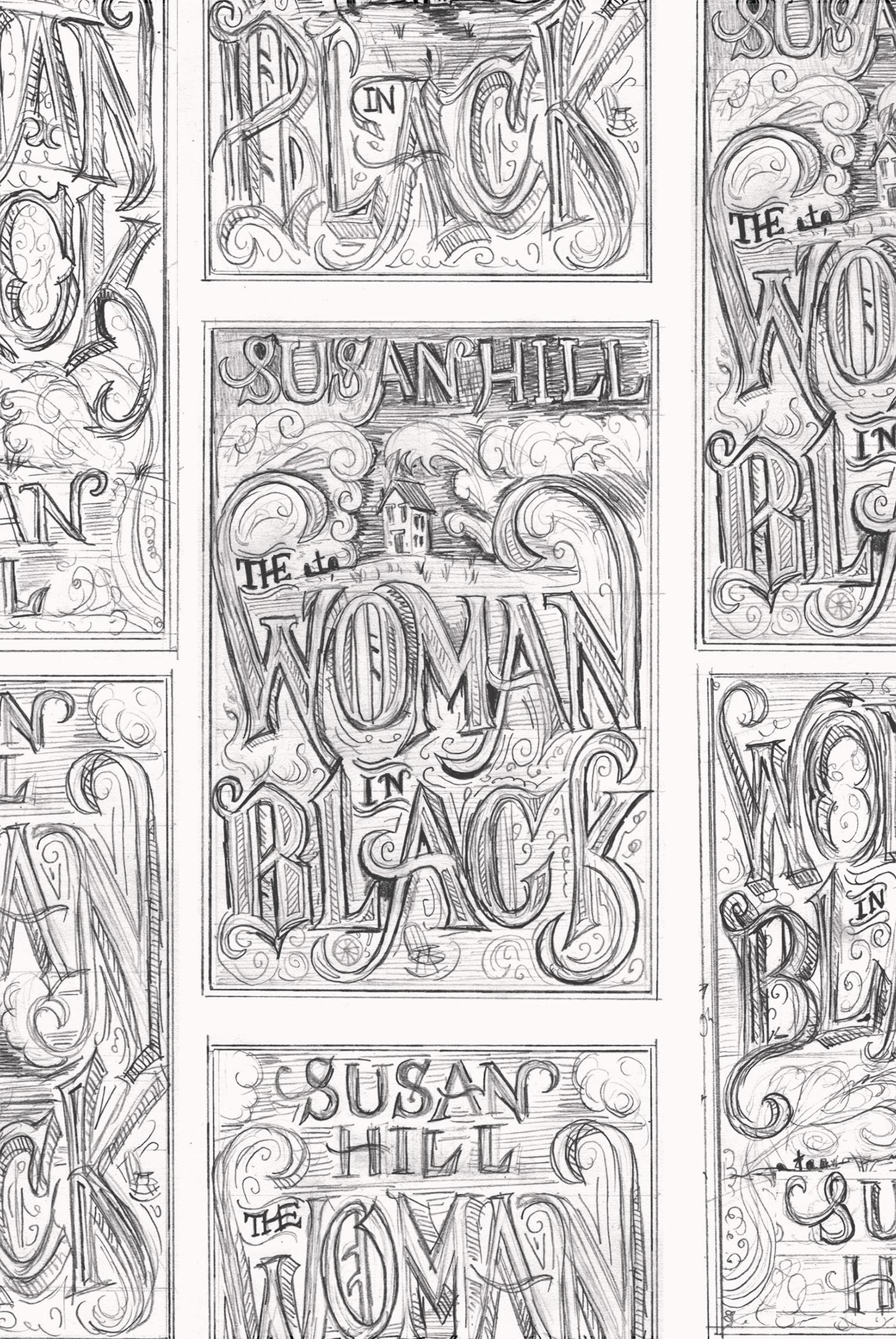 The Woman in Black book cover sketches