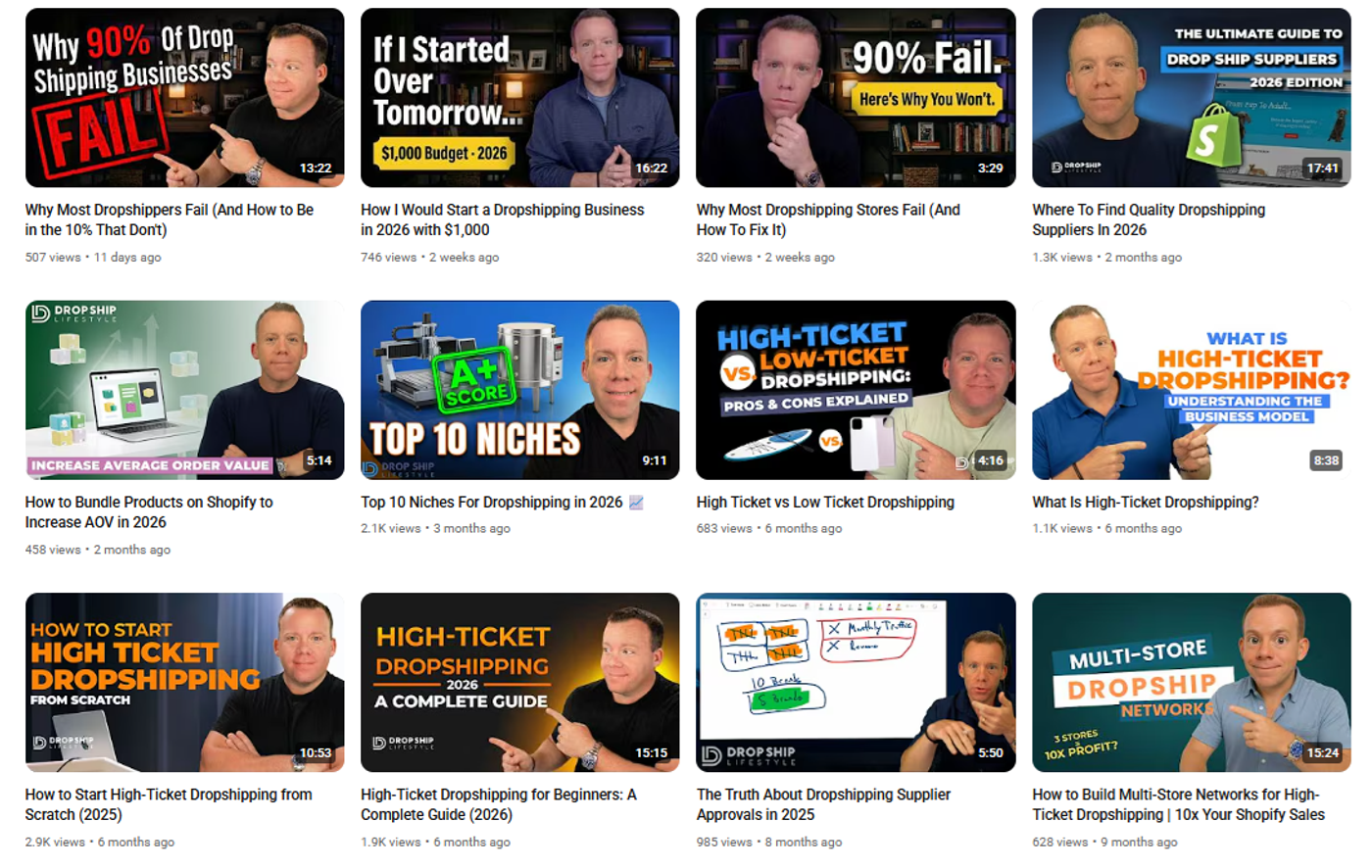 Screenshot of Anton Kraly’s YouTube videos.