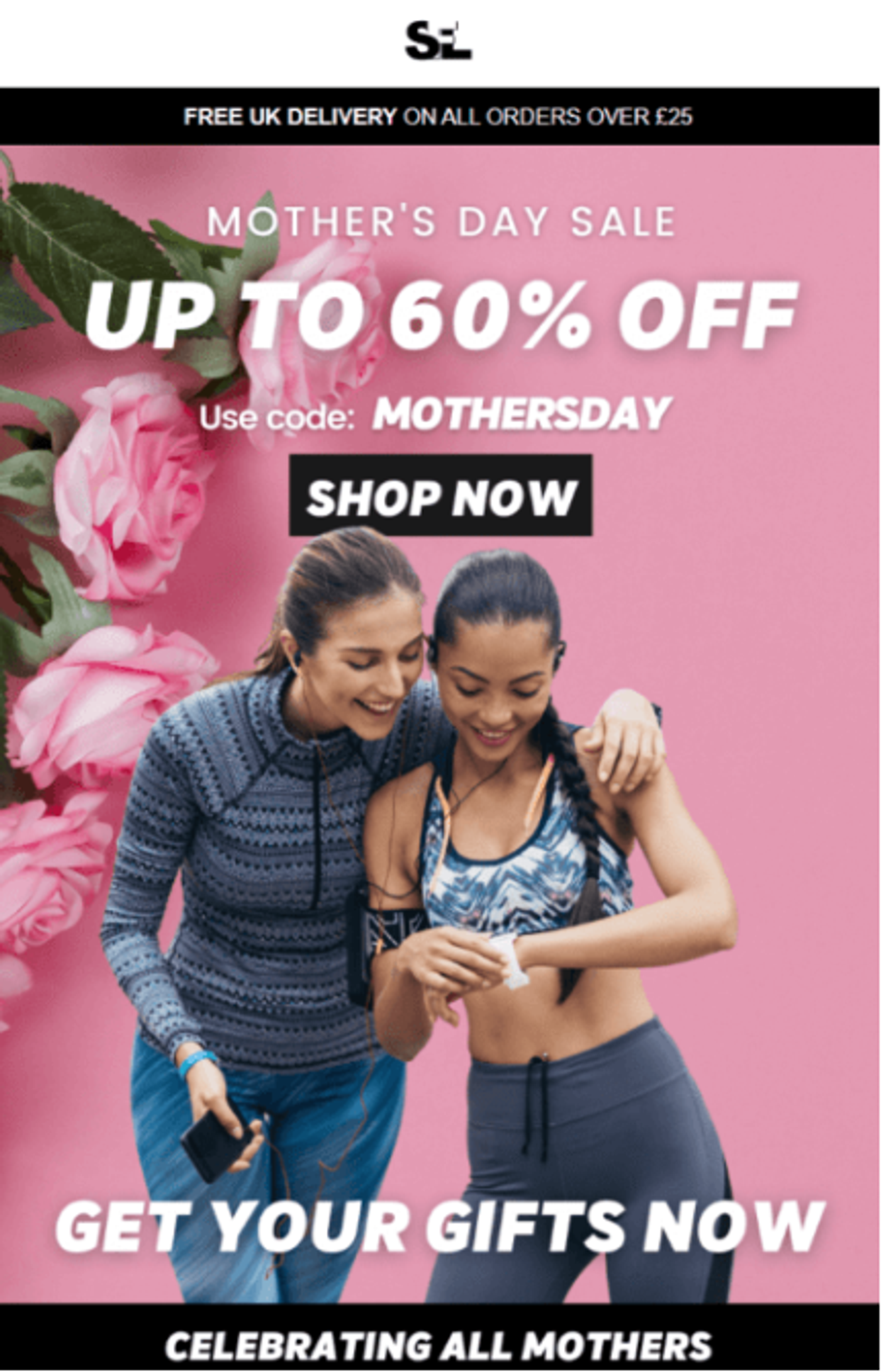 Screenshot of a Mother’s Day sale announcement email.