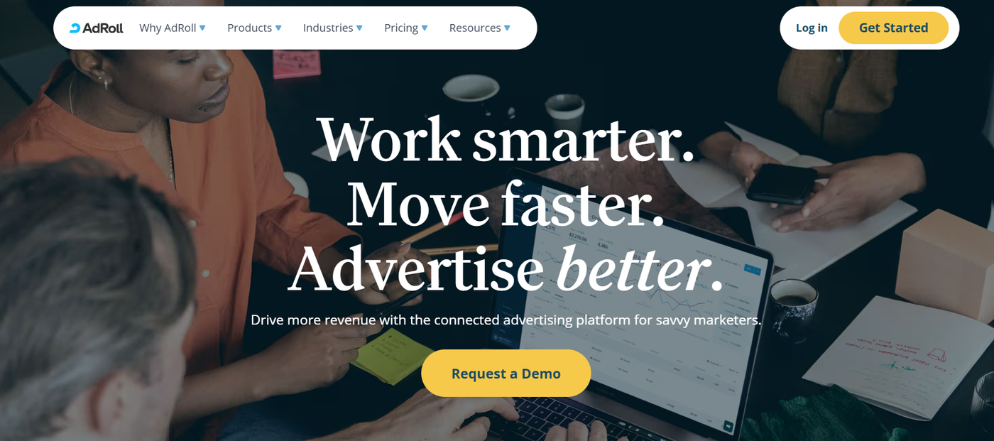 Screenshot of AdRoll’s homepage.