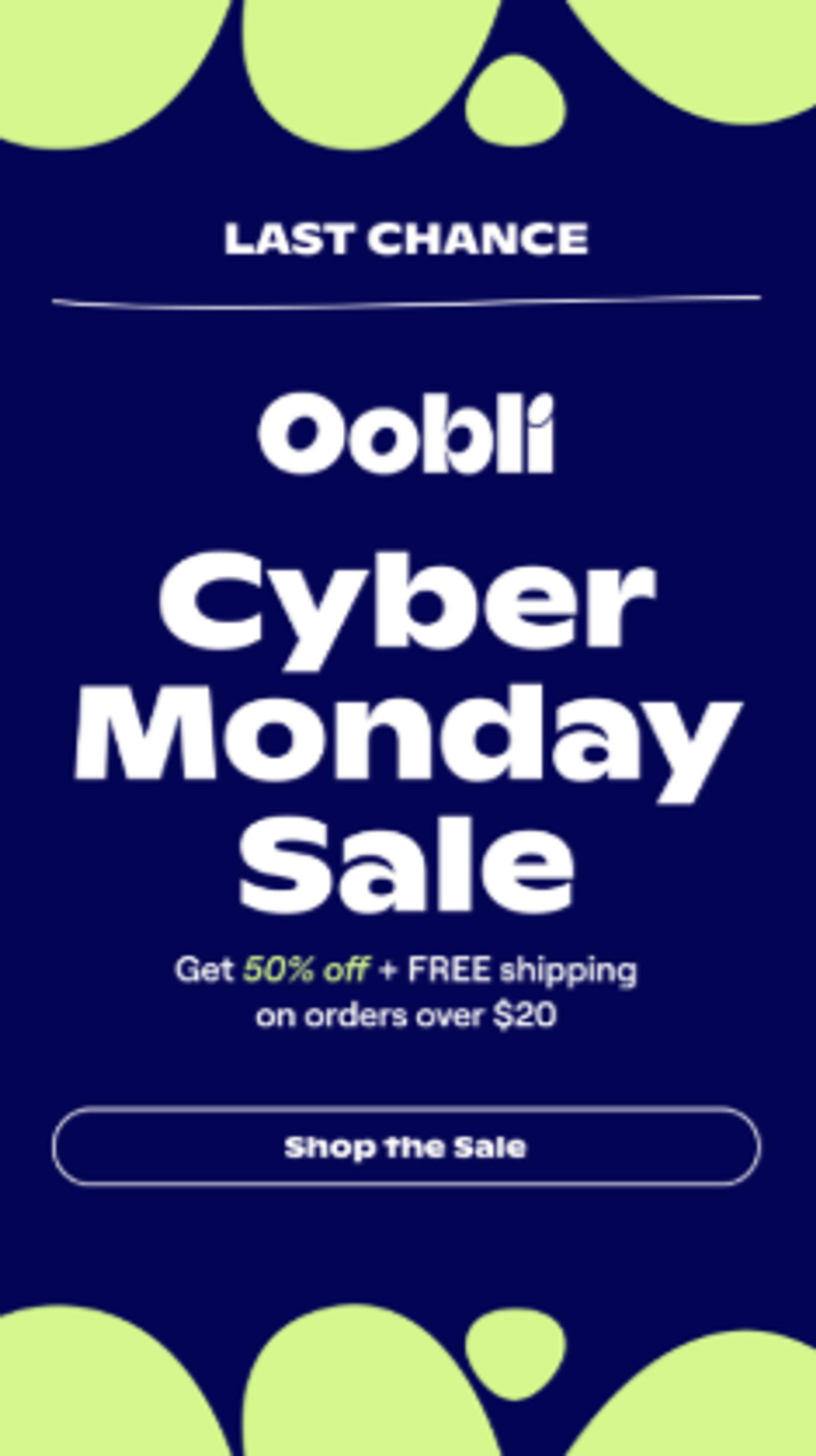 Screenshot of a Cyber Monday sales email with free shipping information.
