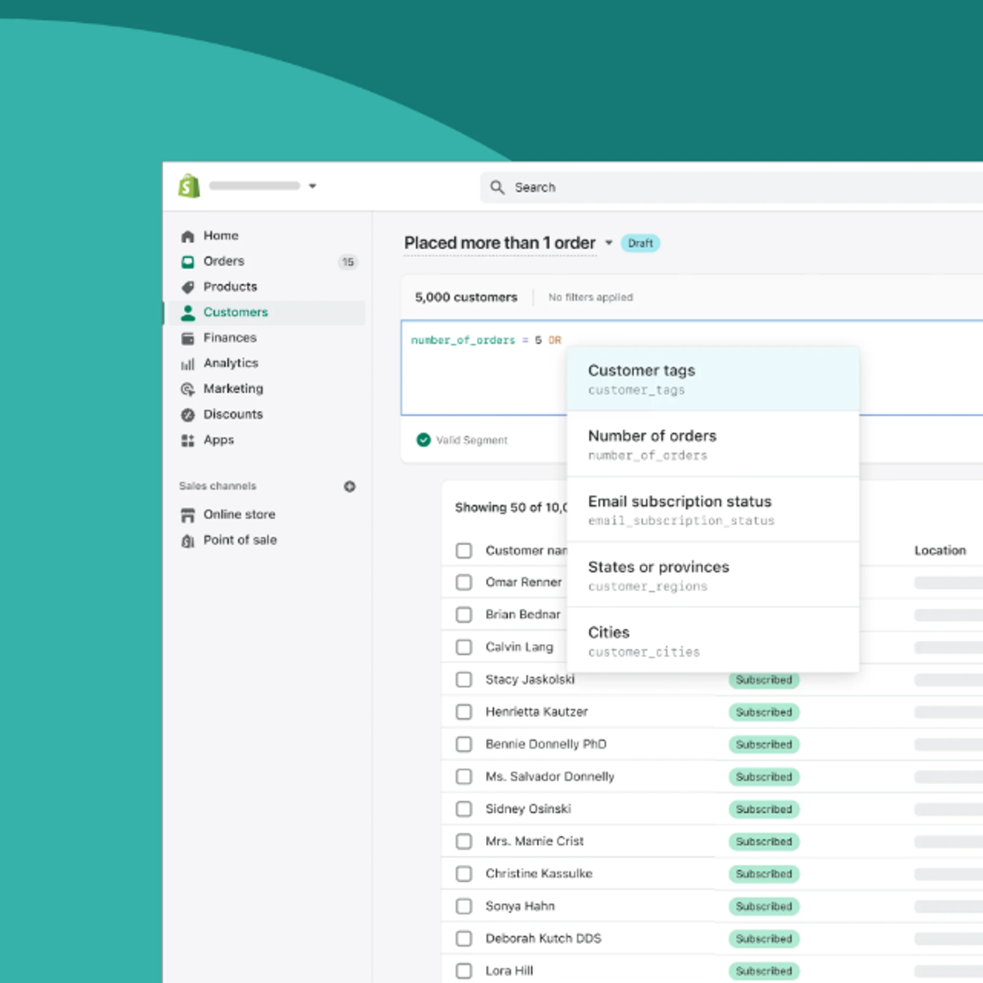 Image representing Shopify customer segments.