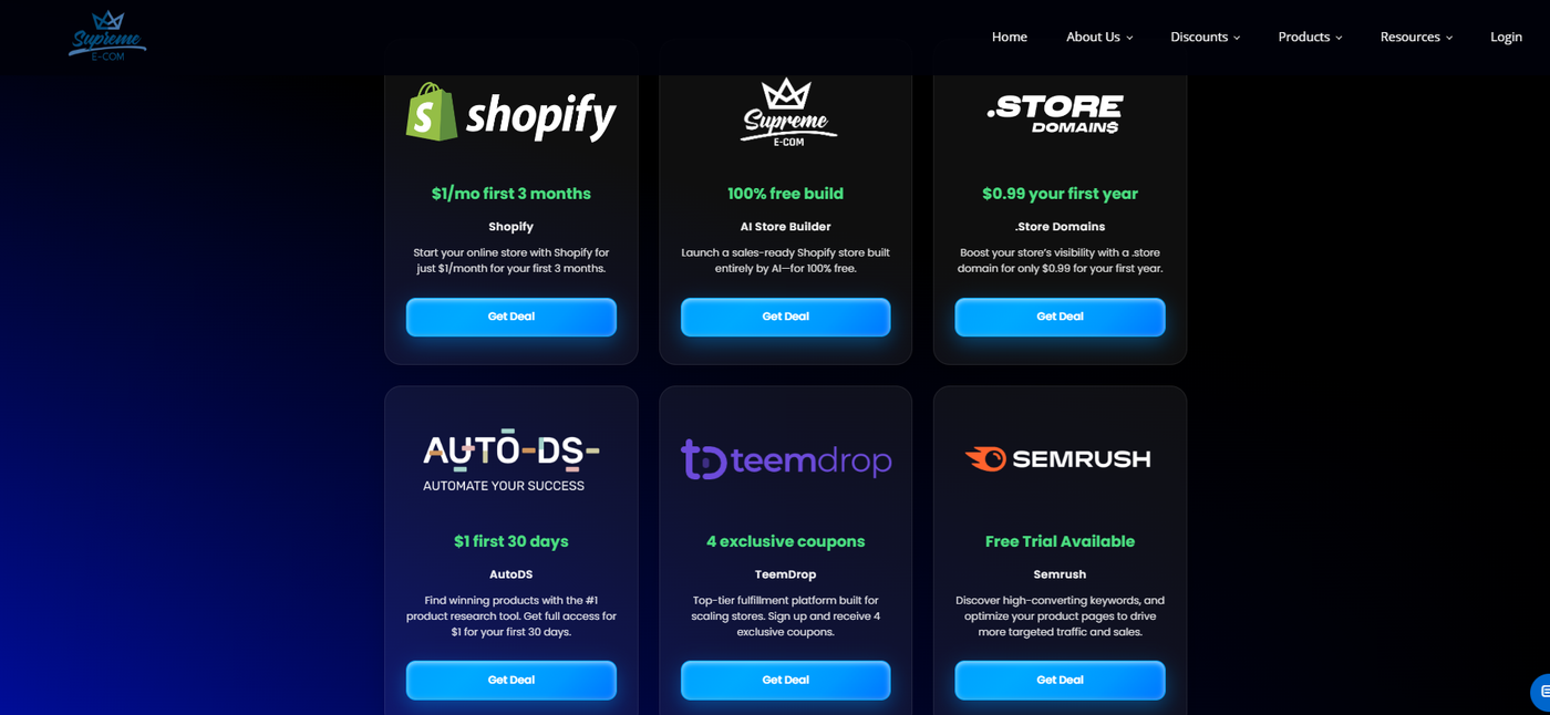 Screenshot of some of AC Hampton Supreme Ecom’s products.