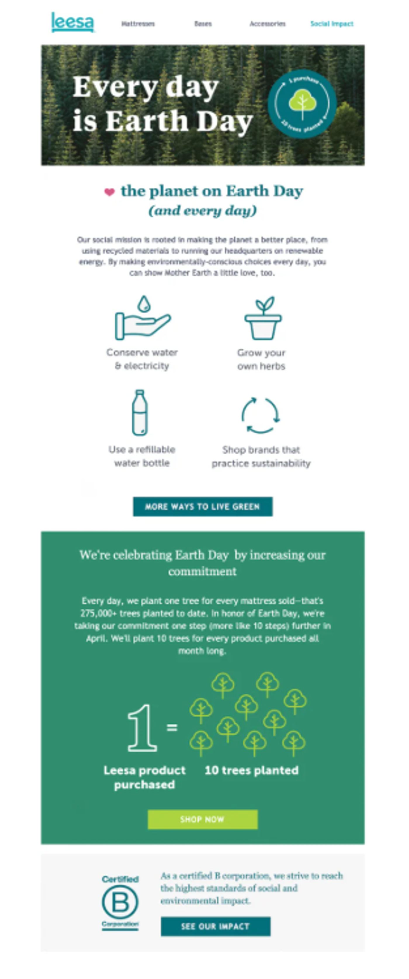 Screenshot of an Earth Day ‘Giveback’ email.