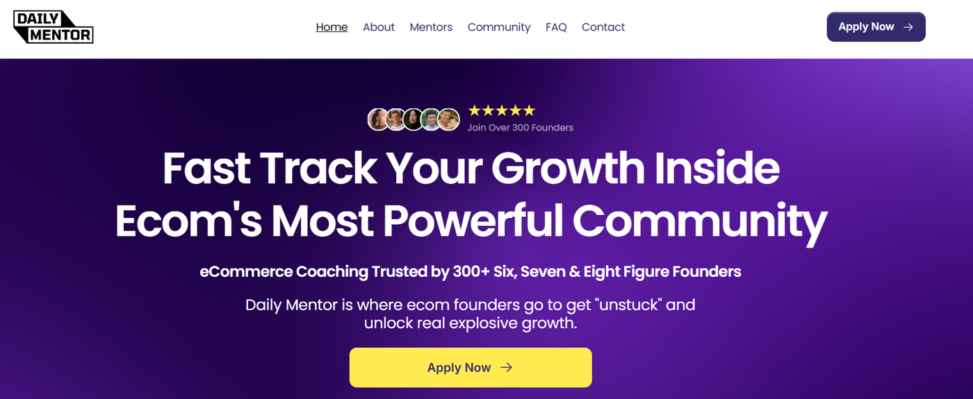 Screenshot of Daily Mentor’s website.