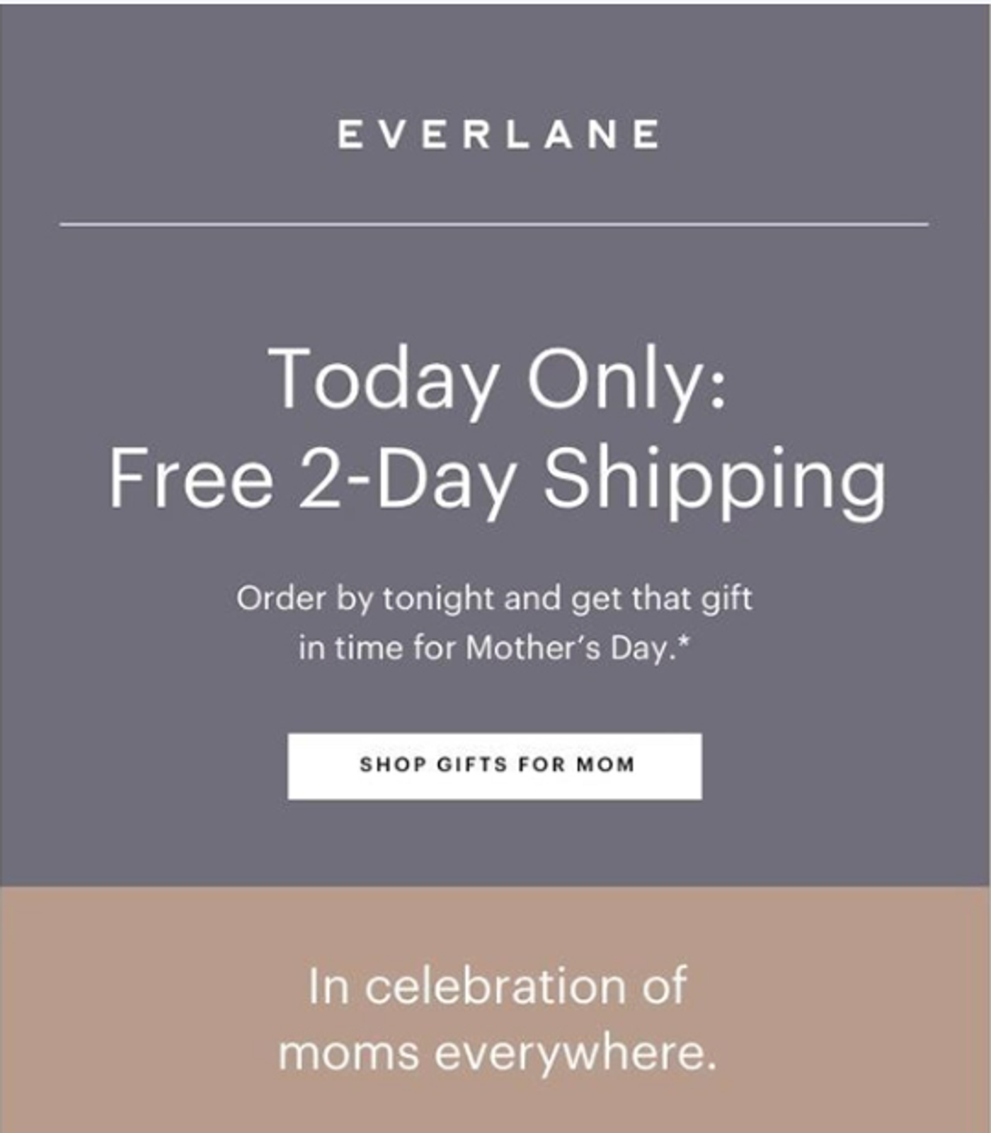 Screenshot of a Mother’s Day email with a free shipping offer.