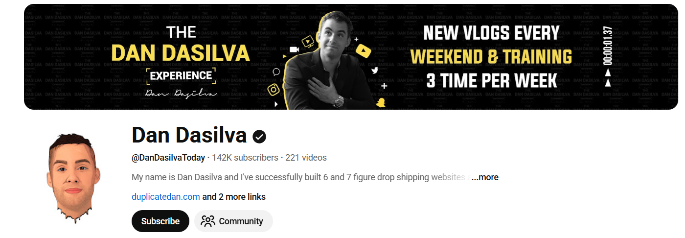Screenshot of Dan Dasilva’s YouTube channel.