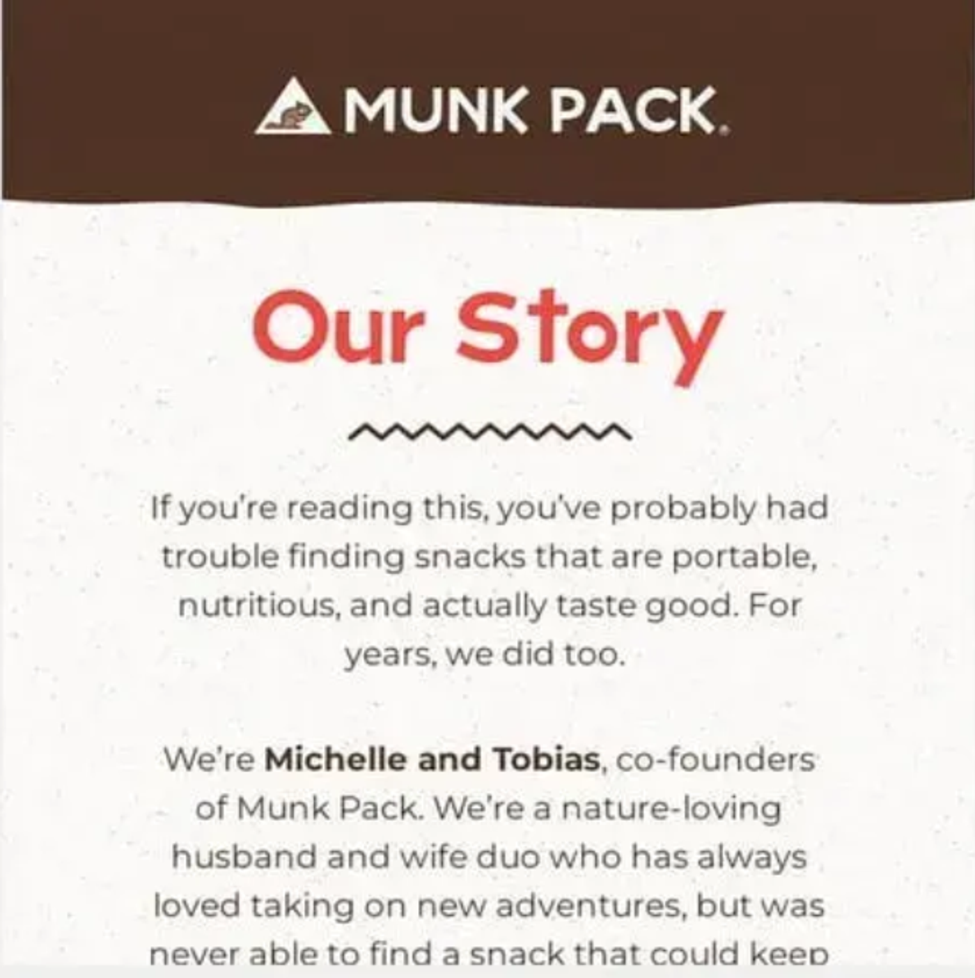 Screenshot of a welcome email with a snippet of the brand’s history.
